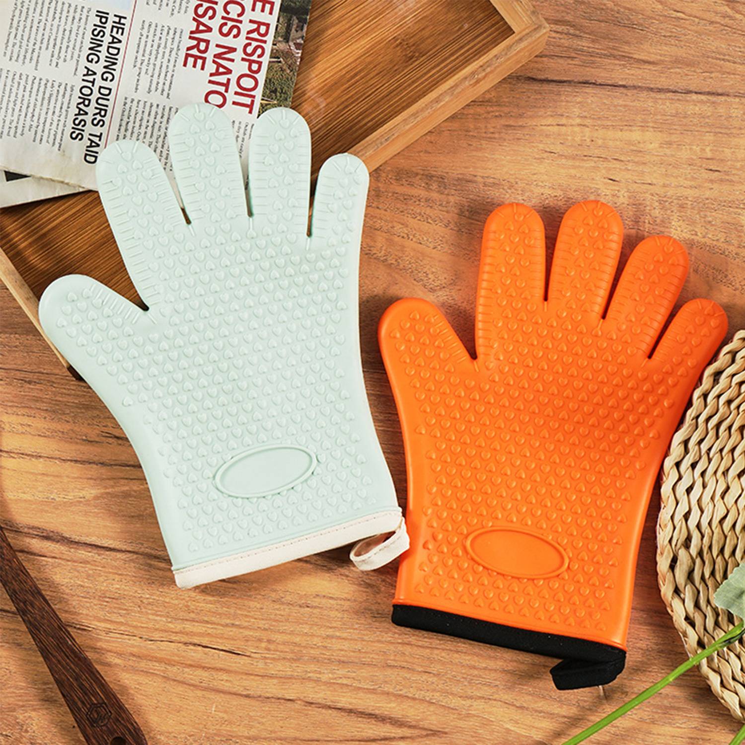 Five Fingers Pot Holder Cotton Silicone Gloves 5