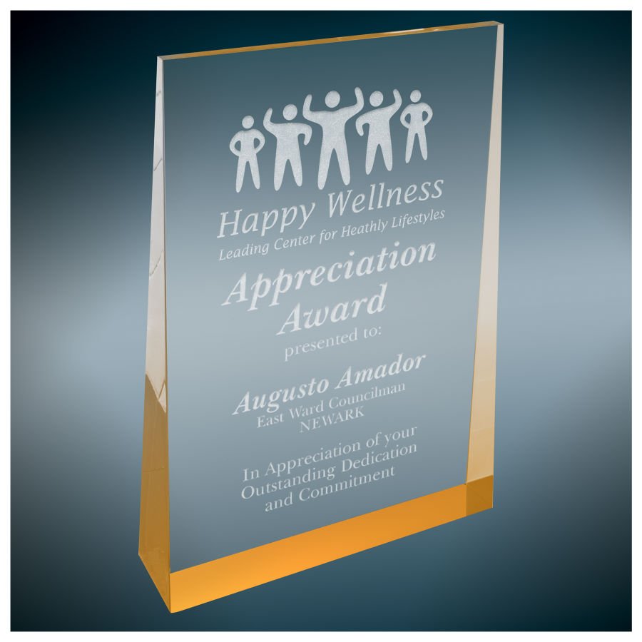 4.5" X 7" Gold Acrylic Wedge Award
