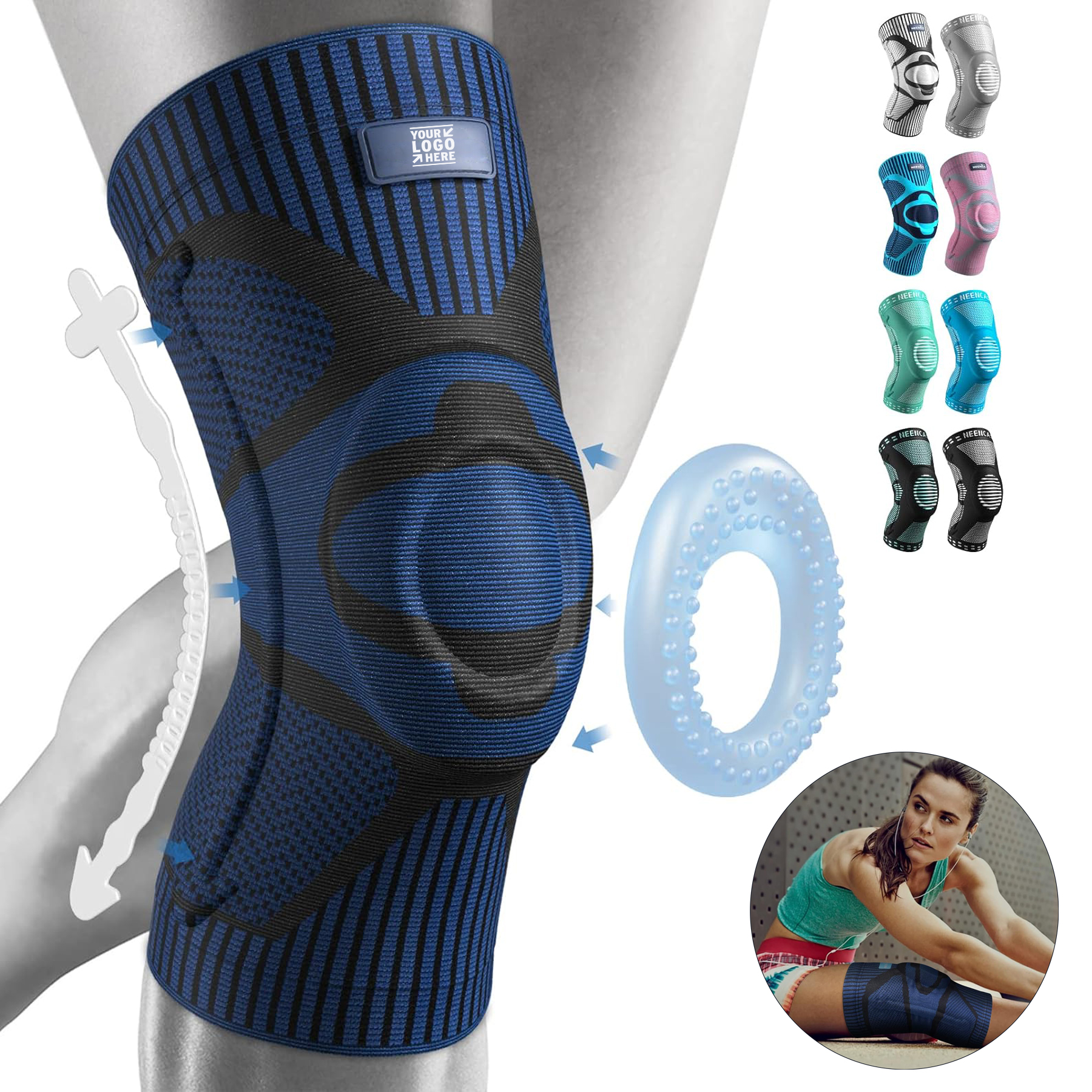 Men Women Runner Knee Pain Relief Brace Compression Sleeve With Patella Gel Pad Side Stabilizer 2