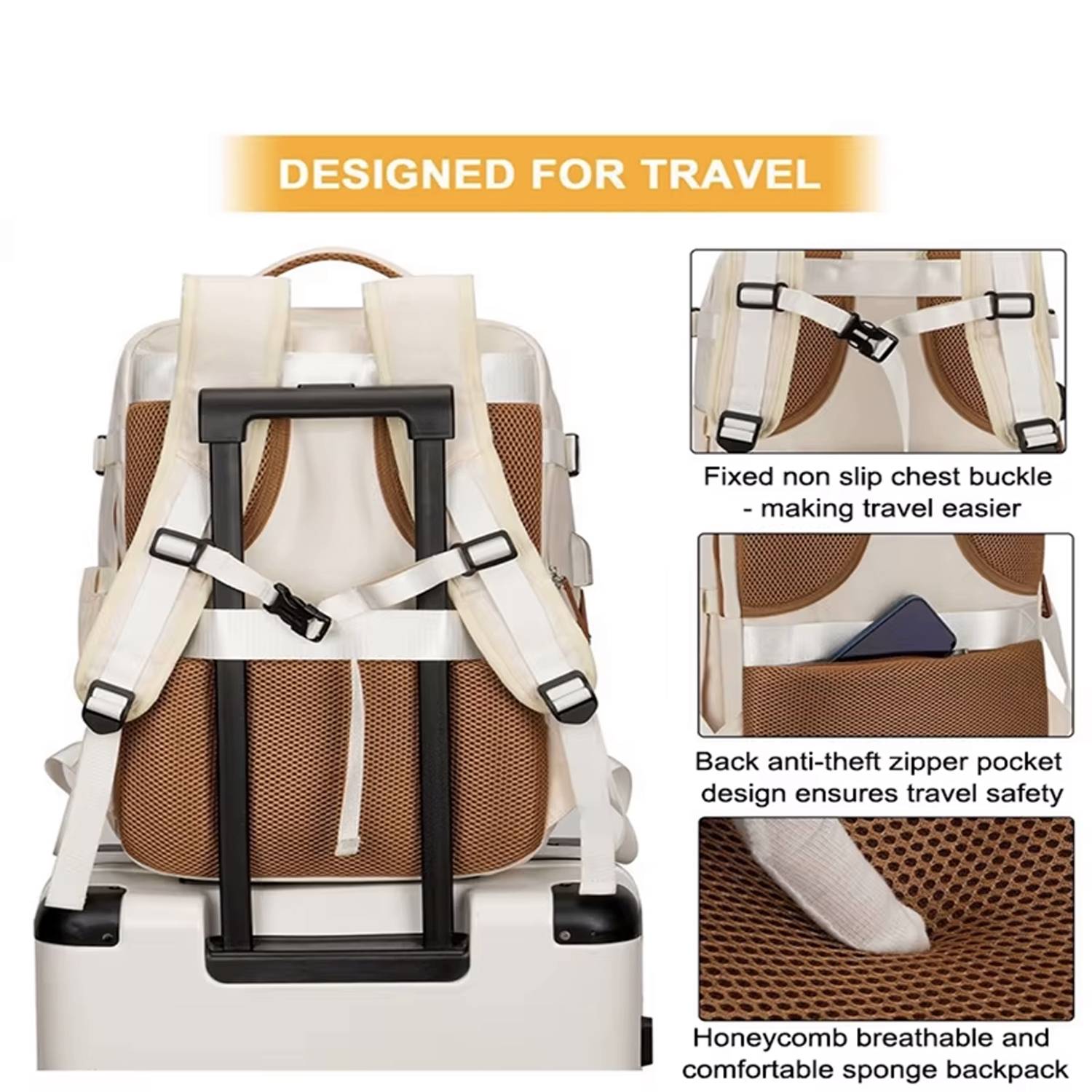 Expandable Large Oxford Travel Backpack w/ USB Port 12