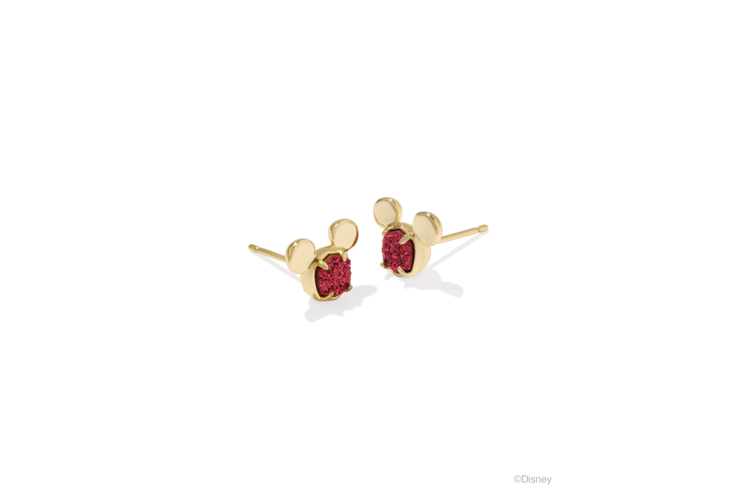 Kendra Scott Disney Gold Mickey Mouse Stud Earrings in Bright Red Drusy 2