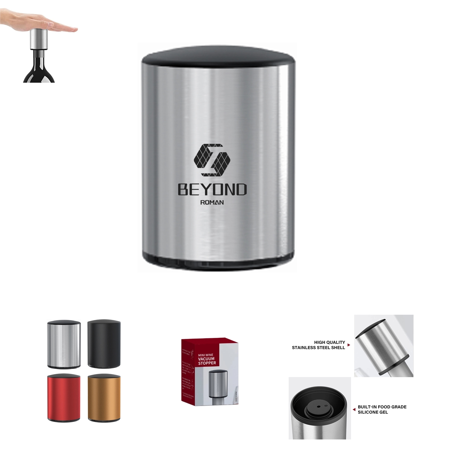 Stainless Steel Vacuum Wine Stopper 2
