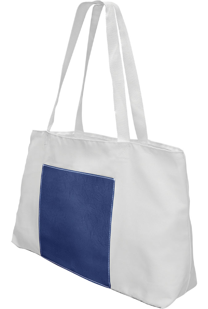 Blue / Silver Laserable Leatherette Gusset Bag. 4