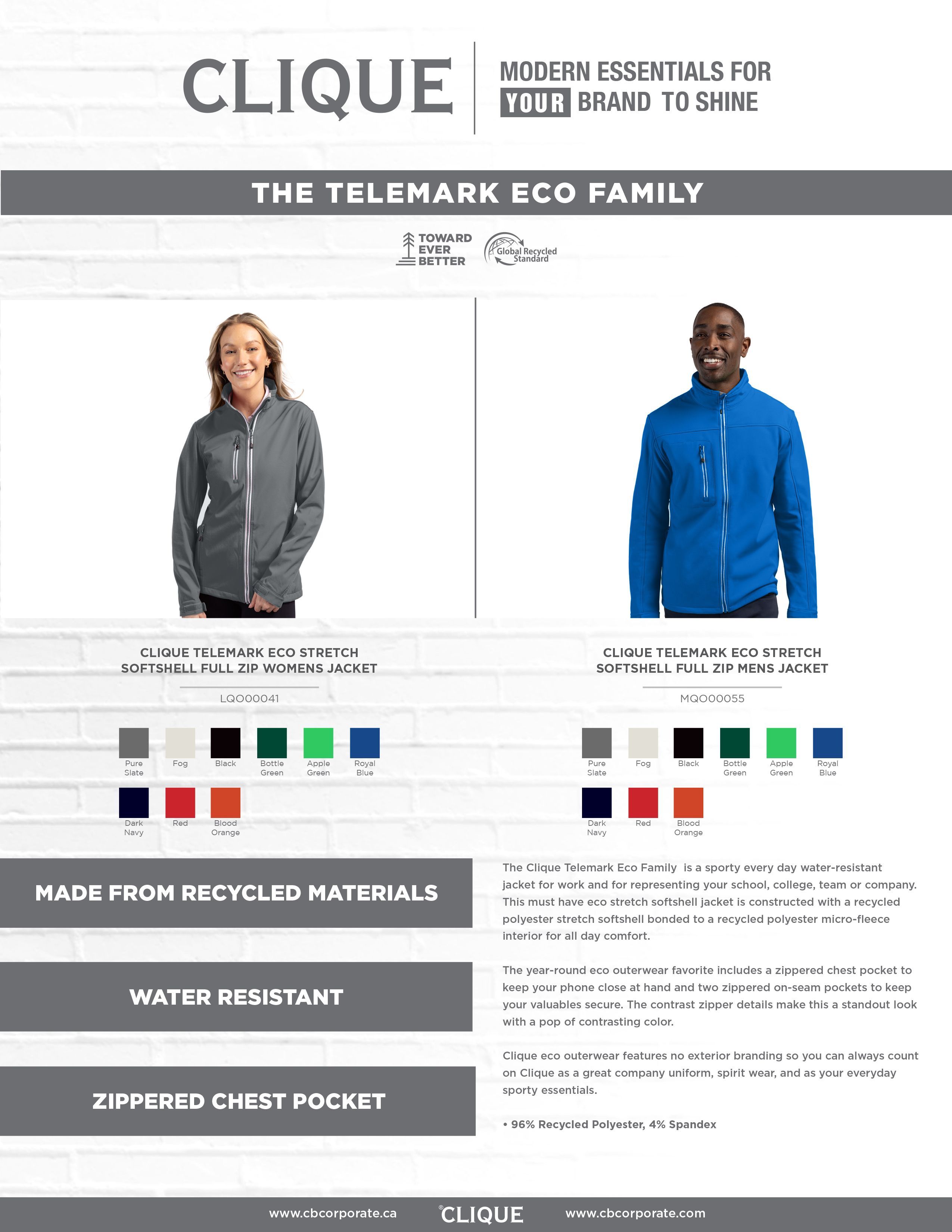 Clique Telemark Recycled Stretch Softshell Womens Full Zip Jacket 18
