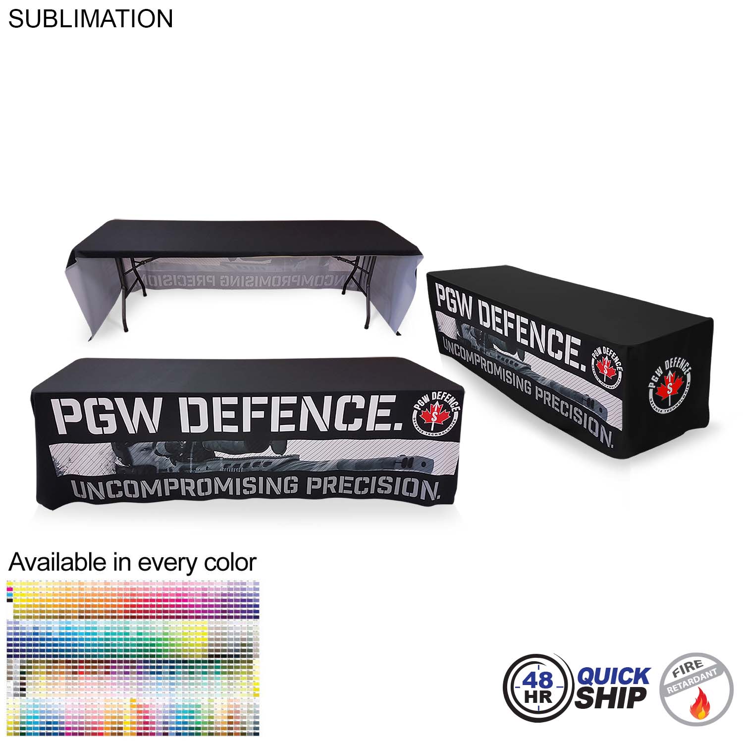 48 Hr Quick Ship - Sublimated Table Cloth for 8' Table, Drape Style, 3 sided, Open Back 6