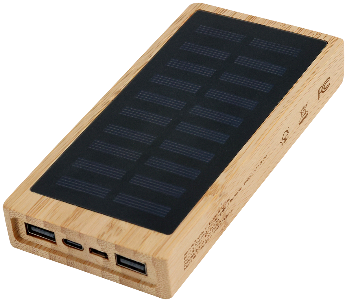 Bamboo 10,000mAh Solar/Wireless Powerbank 1