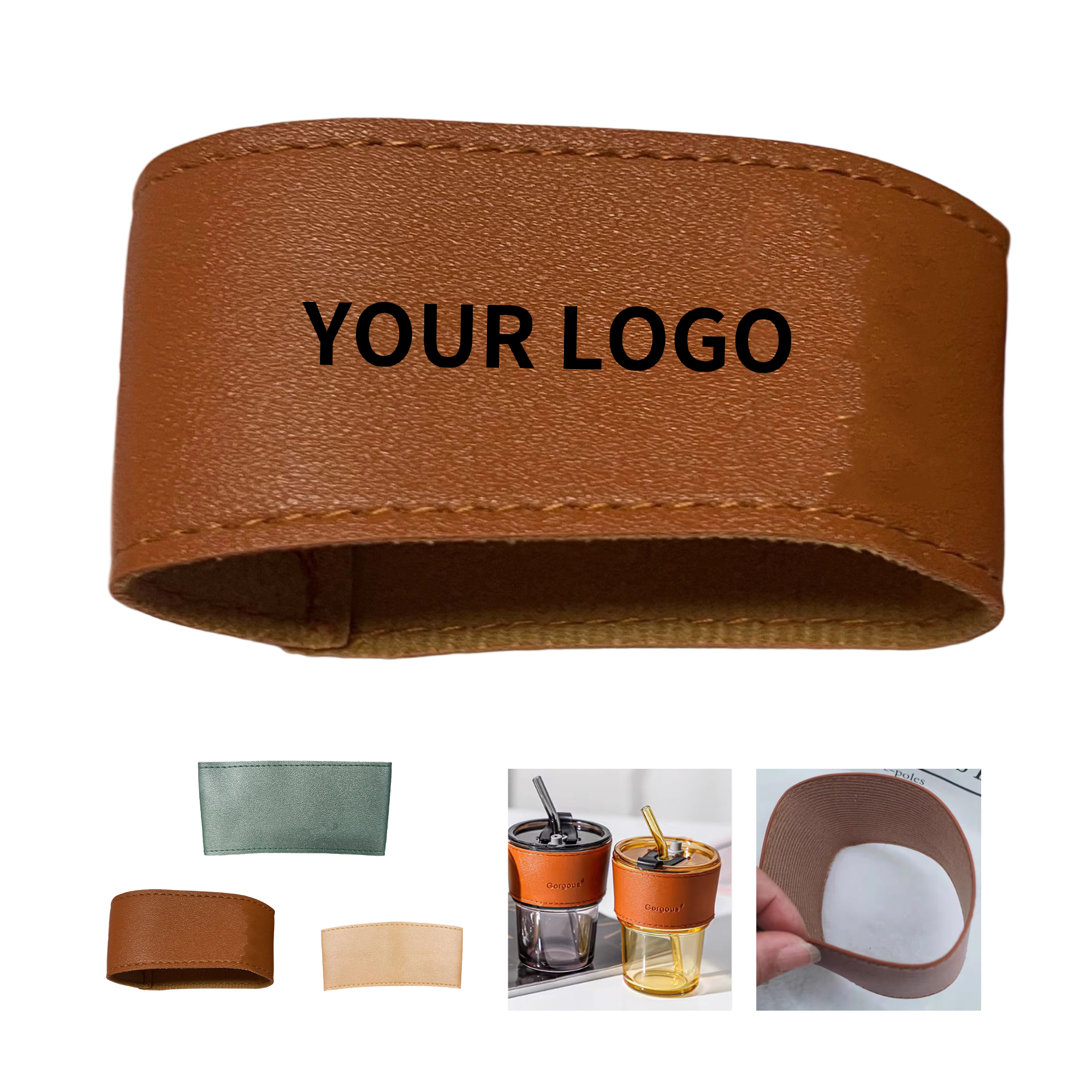 PU Leather Drink Sleeve 10.6" Diameter By 2" Height 1