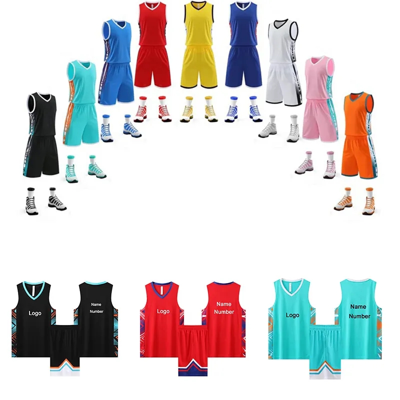 Boys Basketball Uniform V-Collar Jersey and Short 1