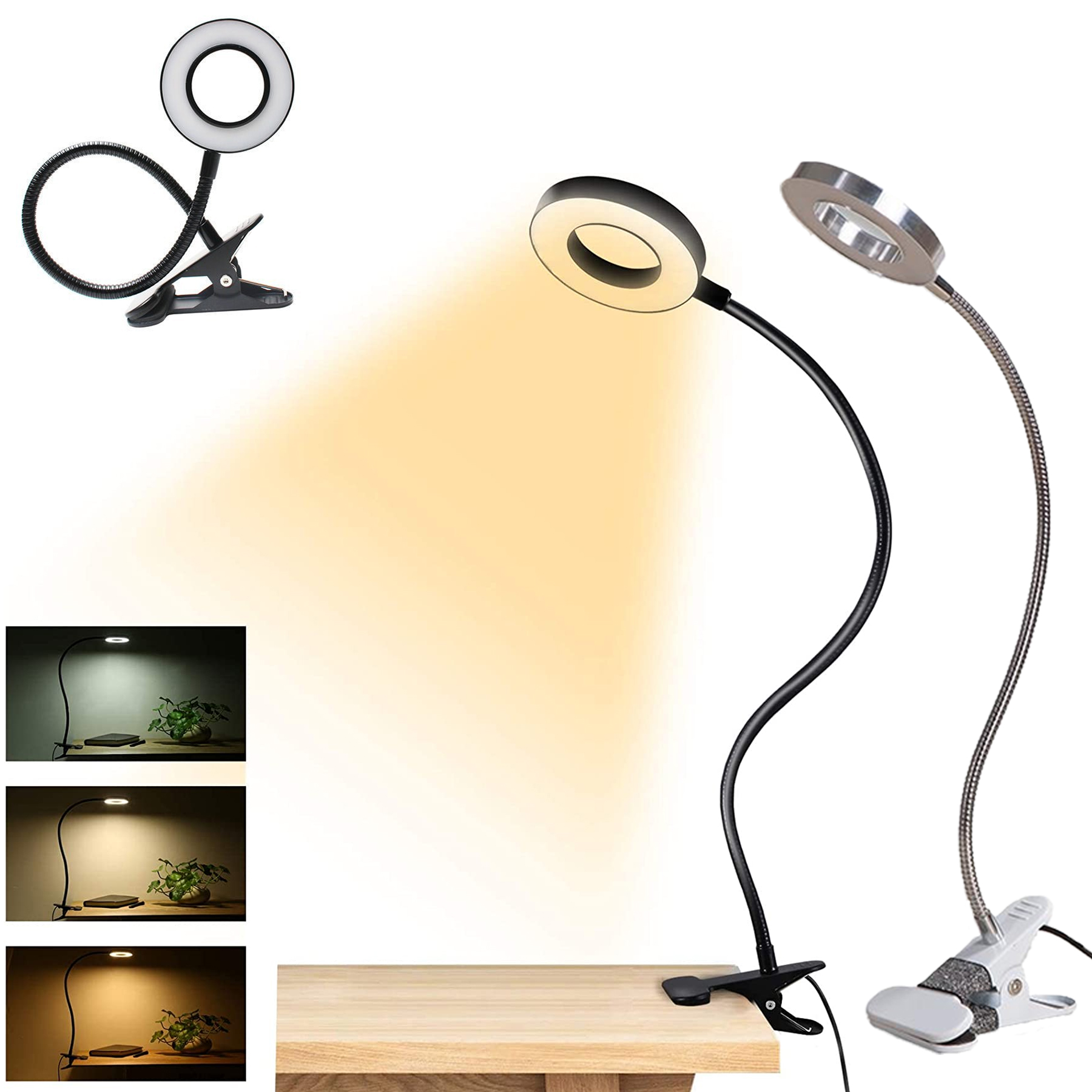 Led Adjustable Flexible Gooseneck Clip Table Lamp 2