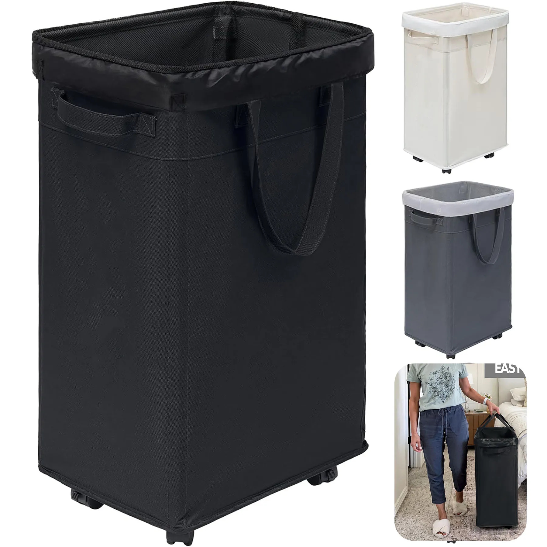 Foldable Laundry Baskets with Removable Wash Bags 2