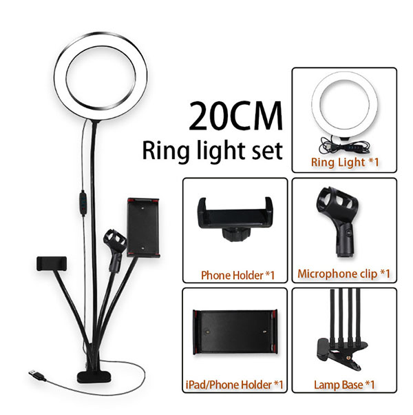 4-in-1 Live Stream Led Light Selfie Ring  Phone Holder Stand 6