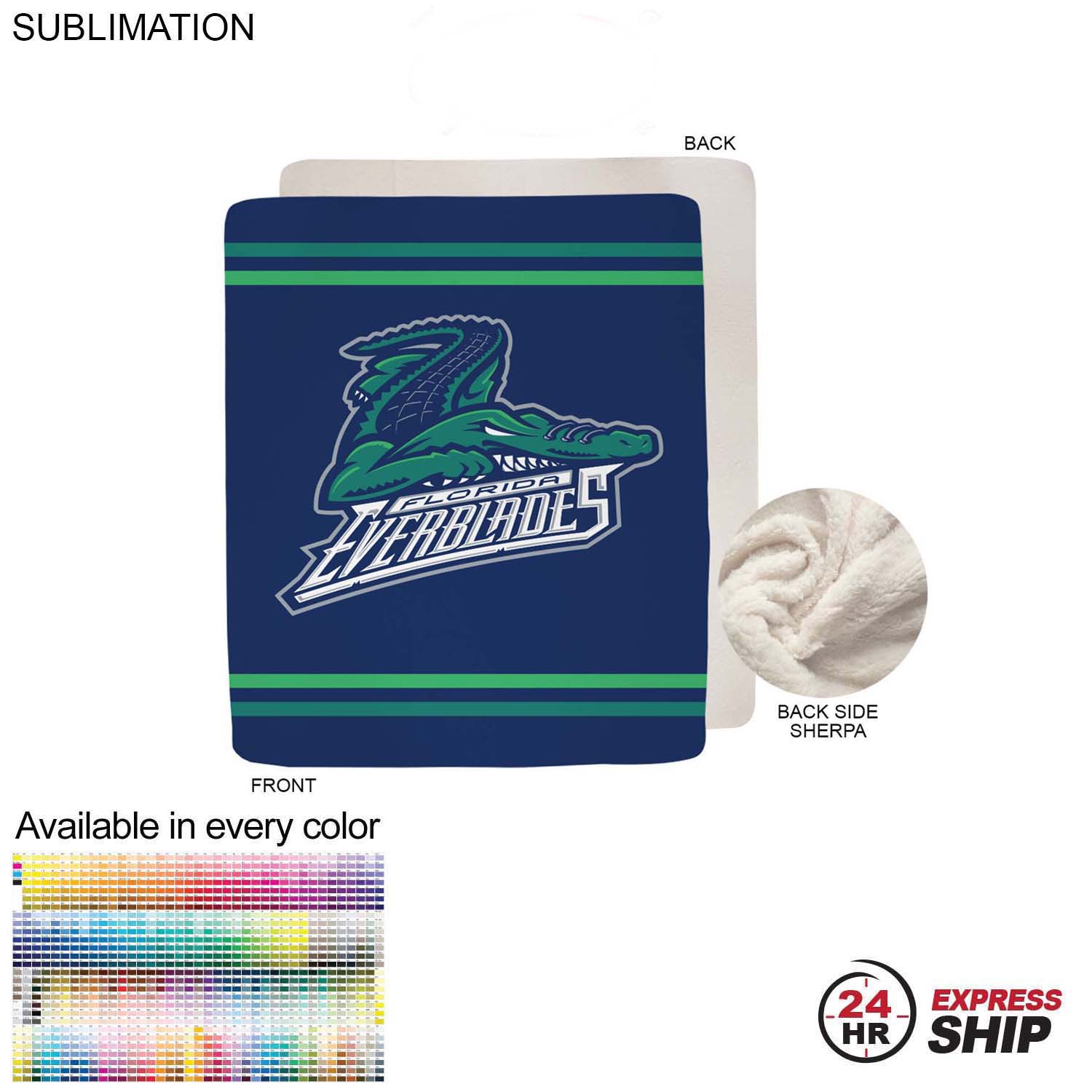 24 Hr Express Ship - Sherpa Faux Wool Lined Micro Mink Throw, 50x60, Sublimated Edge to Edge 1 side 2