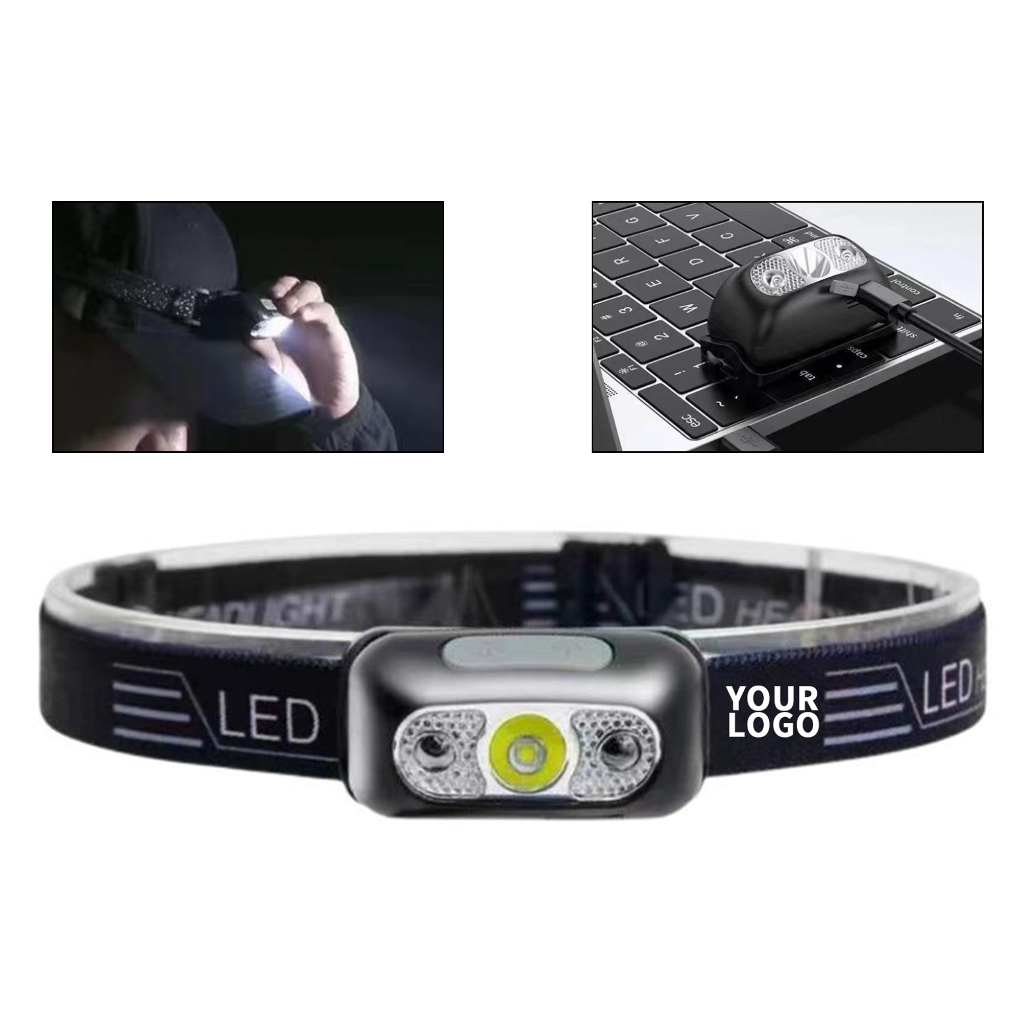 Full Color Headlamp 2.24" x 1.5" Adjustable Strap 2