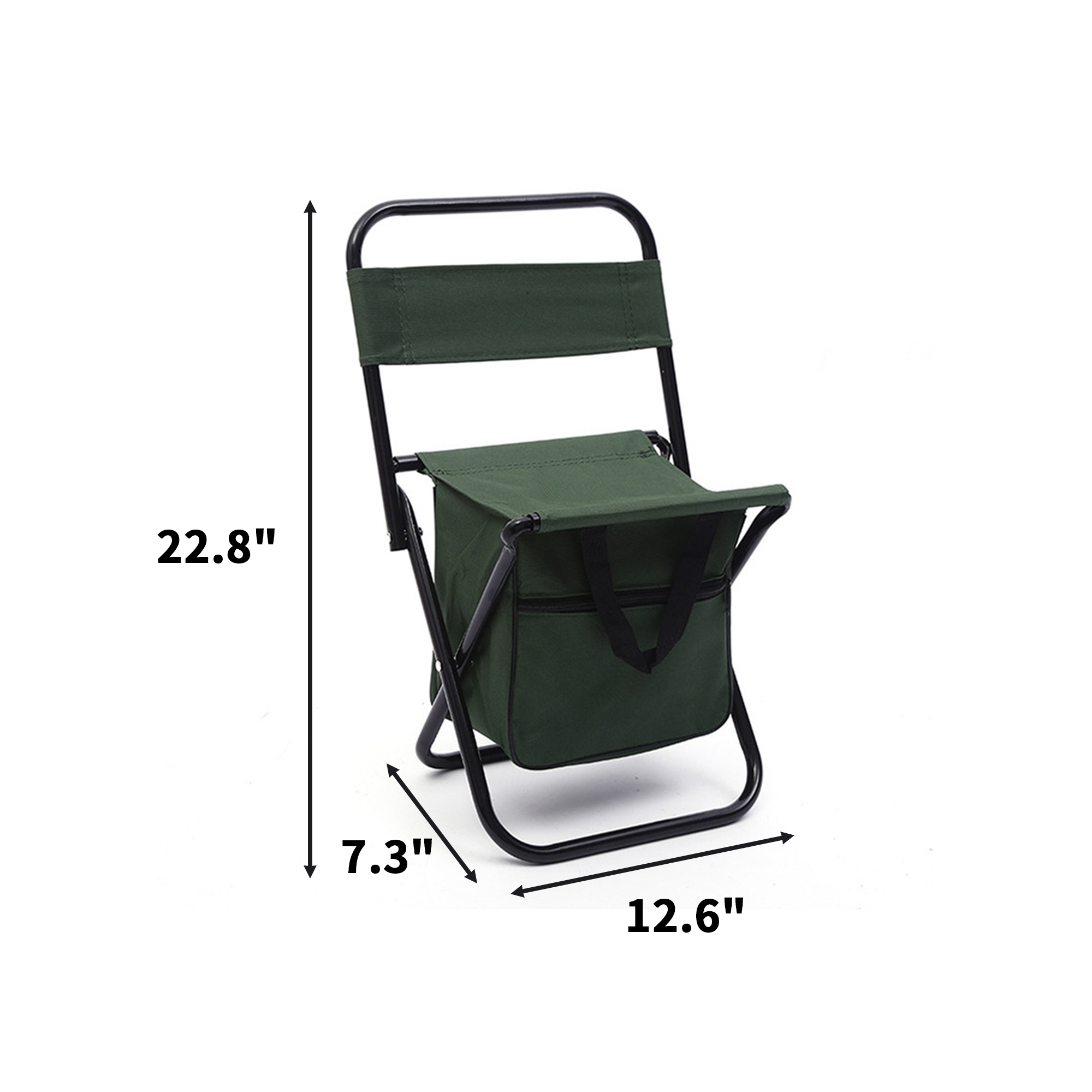 Folding Camp Chair With Insulated Cooler Bag 12.6" x 7.3" x 22.8" 2