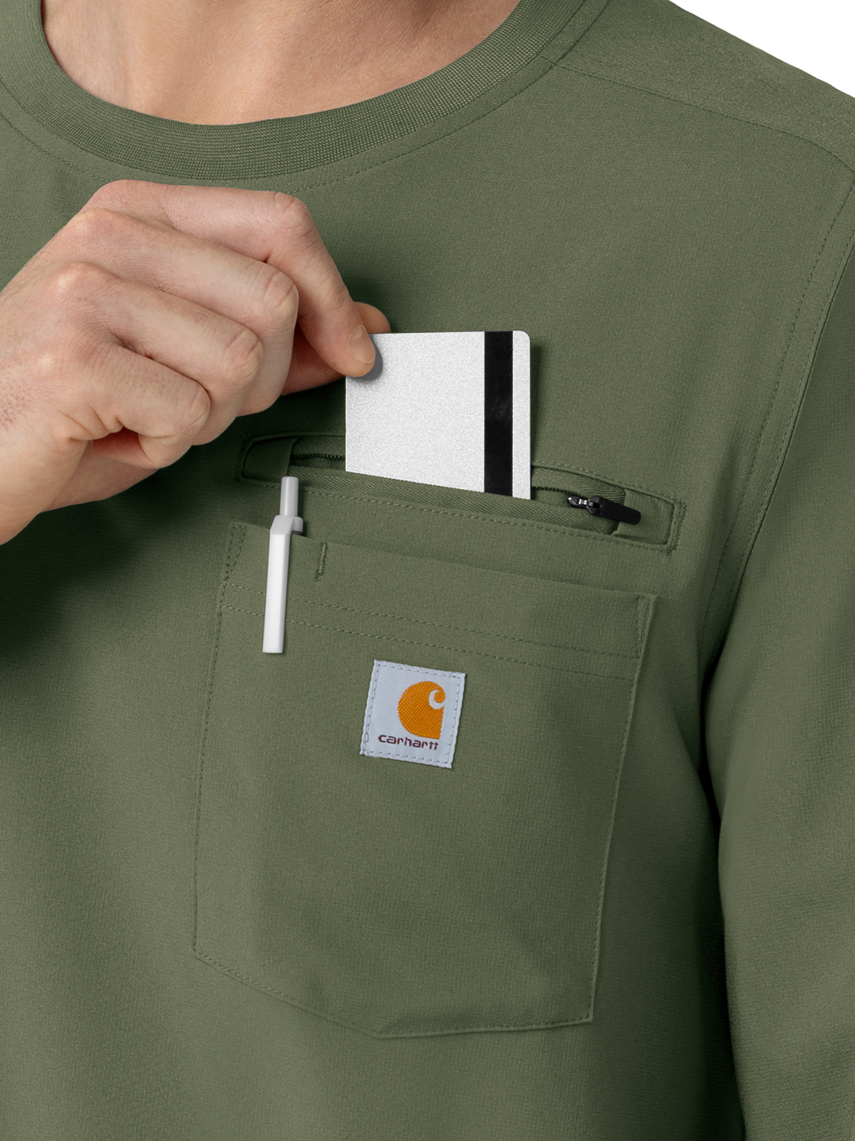 Carhartt Scrubs - Men's Two-Pocket Crew Neck Long Sleeve Scrub Top 2