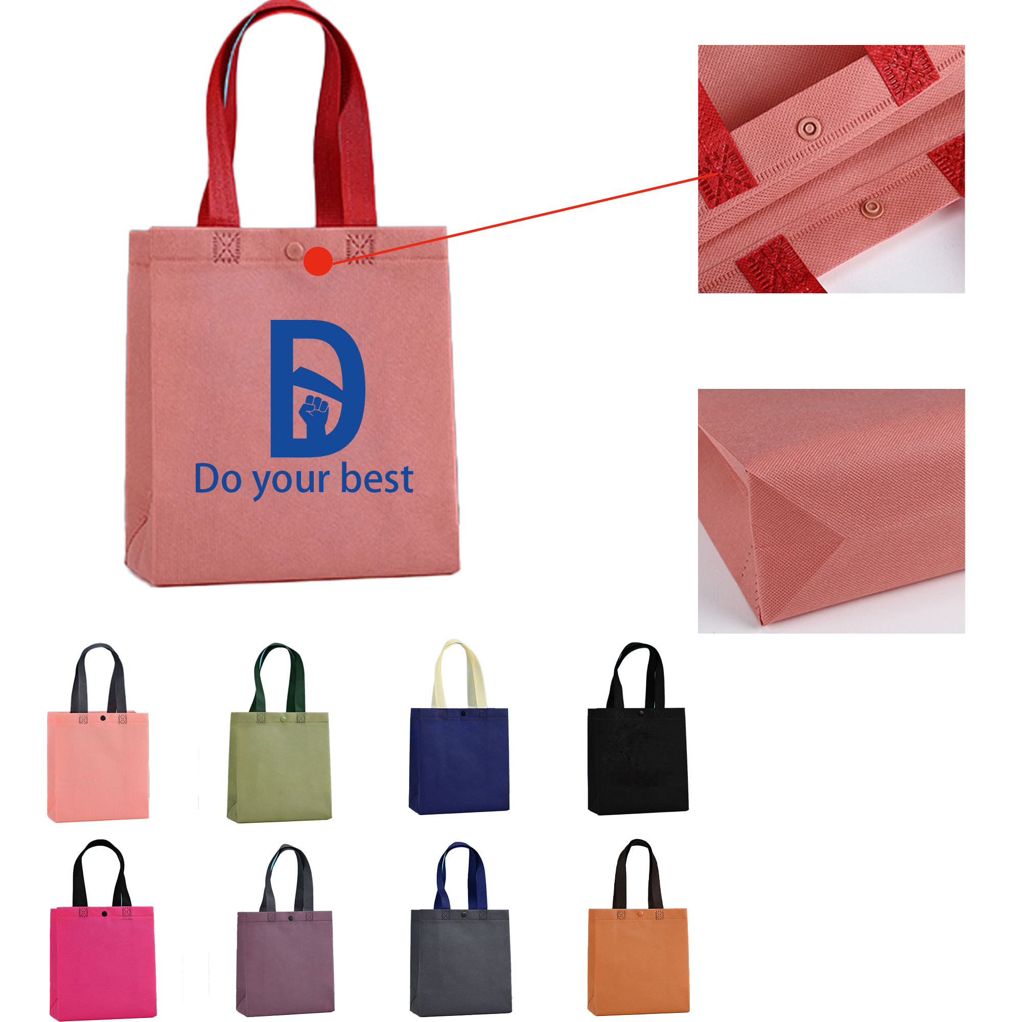 MOQ 50 Snap-Fastened Non-Woven Tote 1
