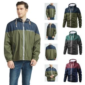 Autumn Patchwork Hooded Water Resistant Windbreaker Jackets For Men 2