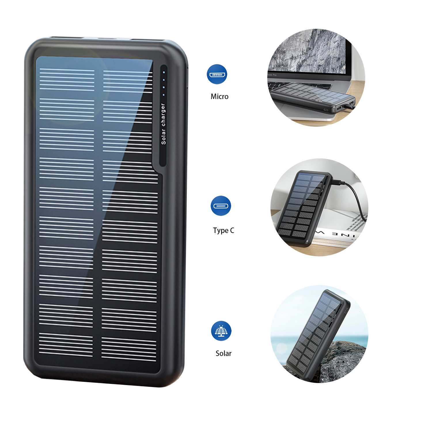 Ultra thin solar power bank 20000mAh mini compact gift 4