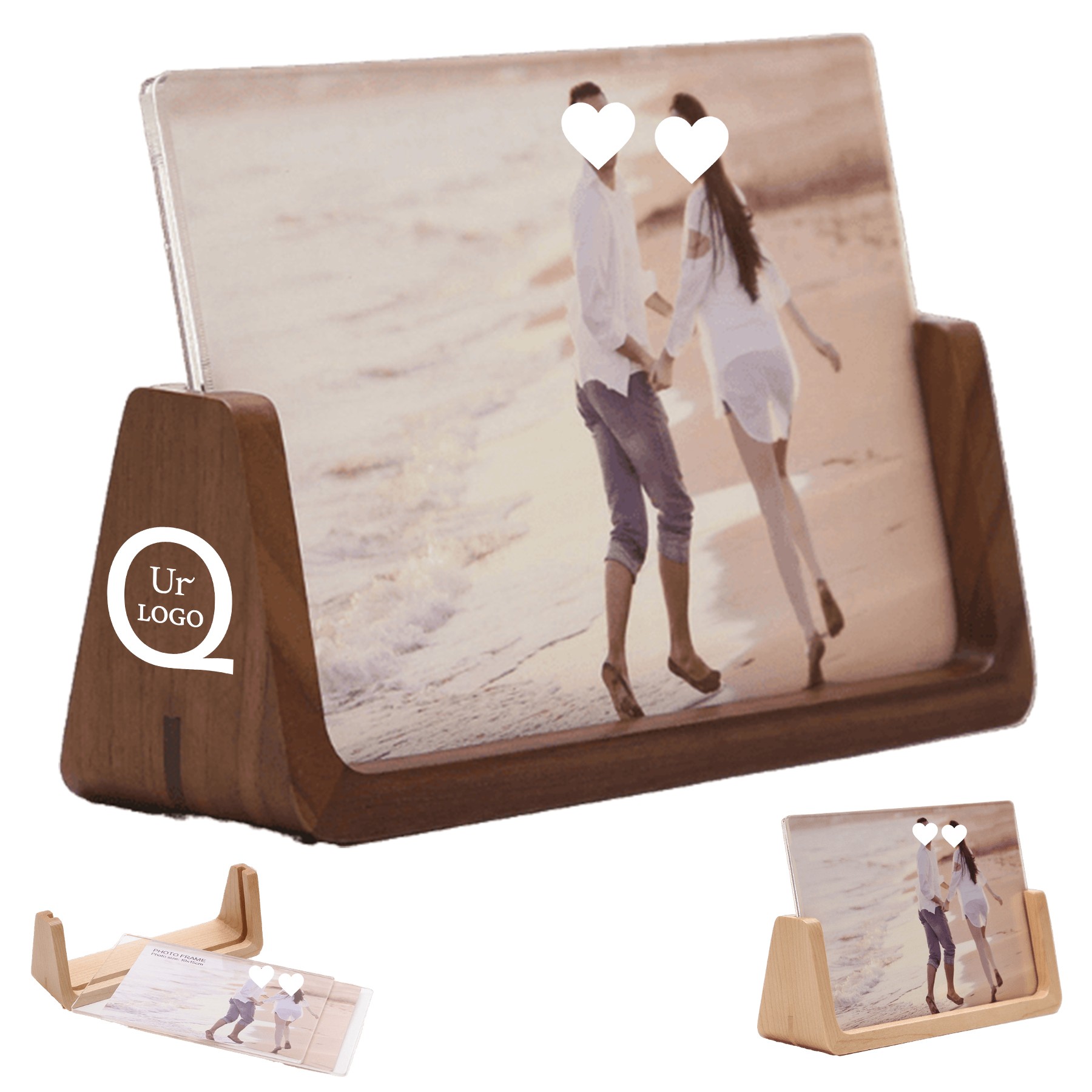 U-Shaped Photo Frame Wood Base