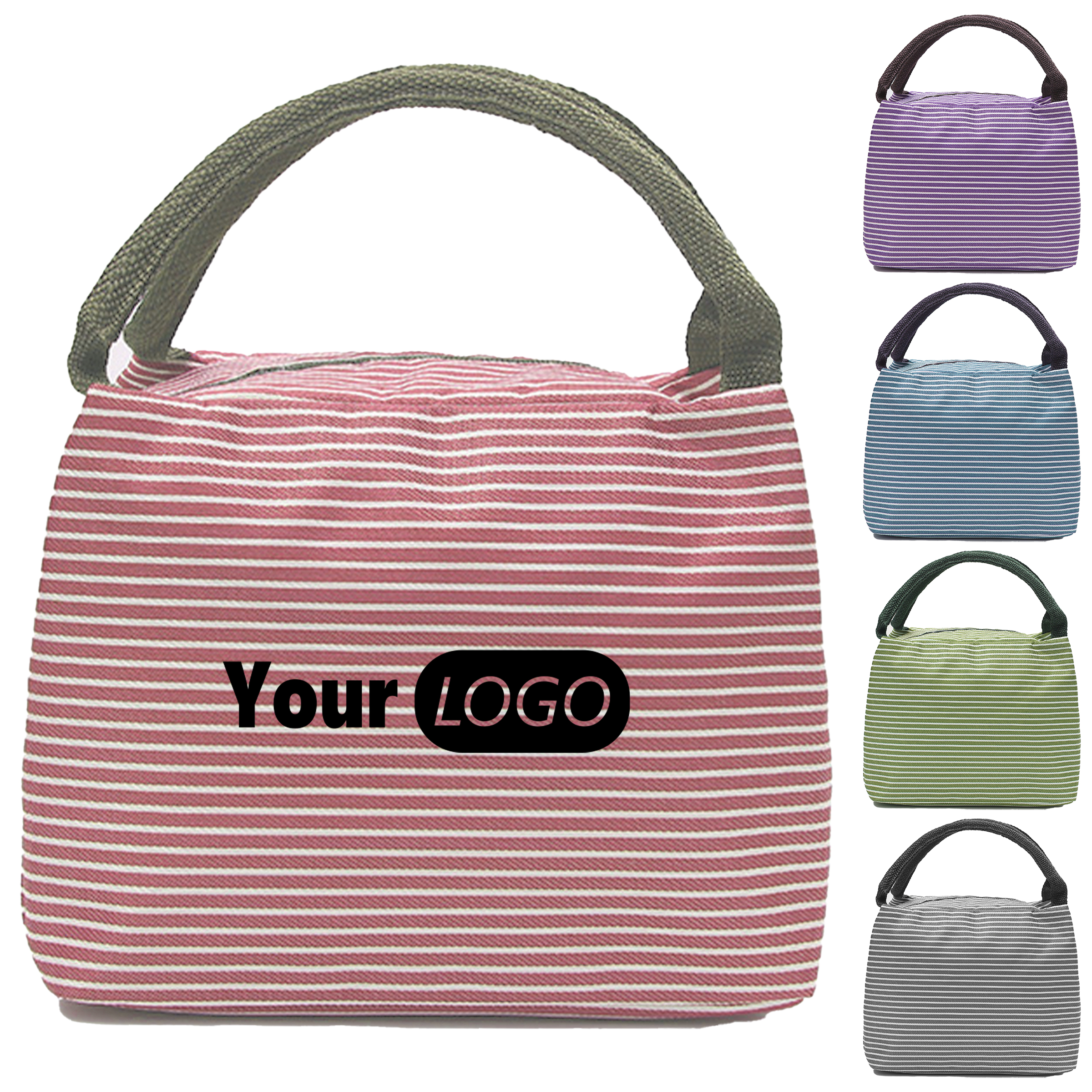 Nylon Stylish Striped Lunch Tote 2