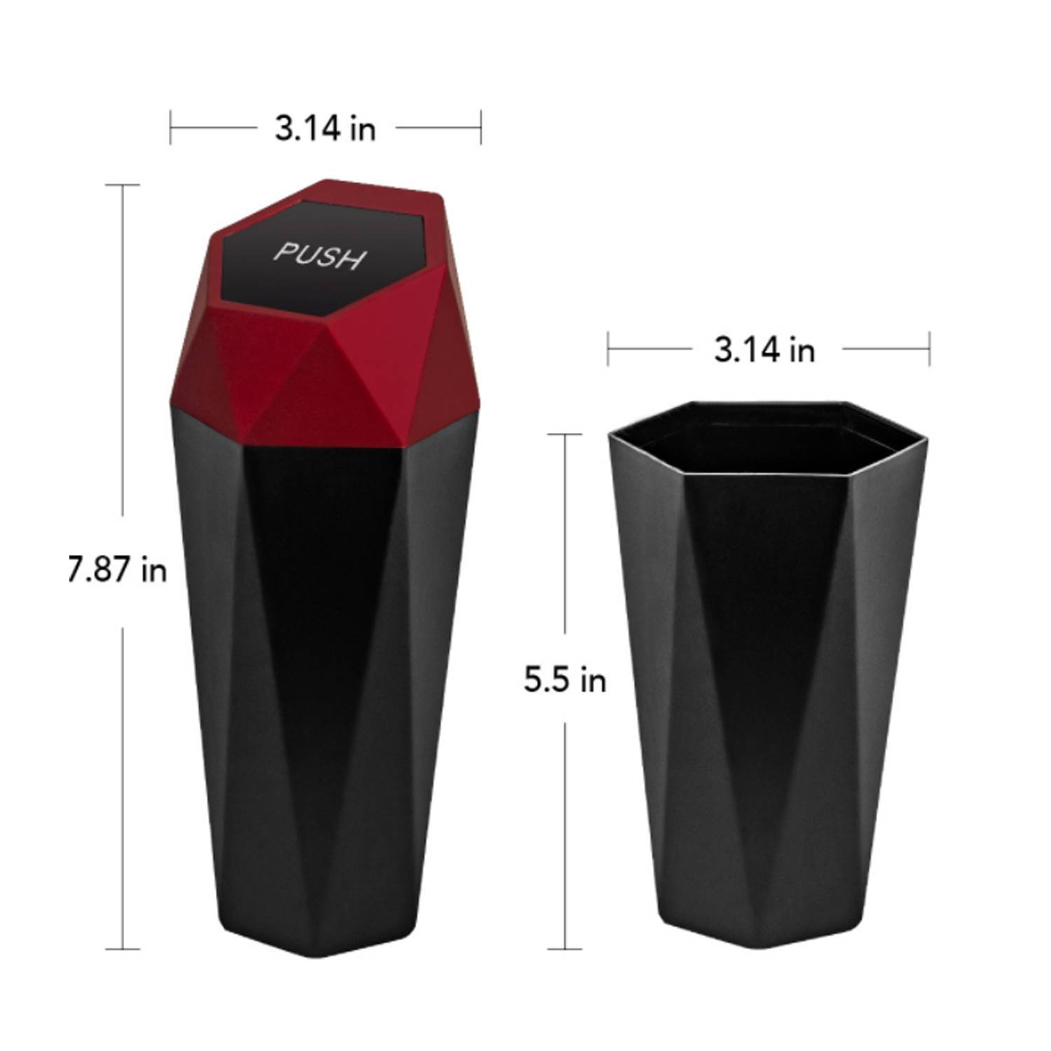 Mini Car Trash Can In Diamond Shape W/ Lid 2