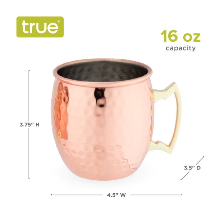 True® Hammered Moscow Mule Copper Mugs - Set of 2 5