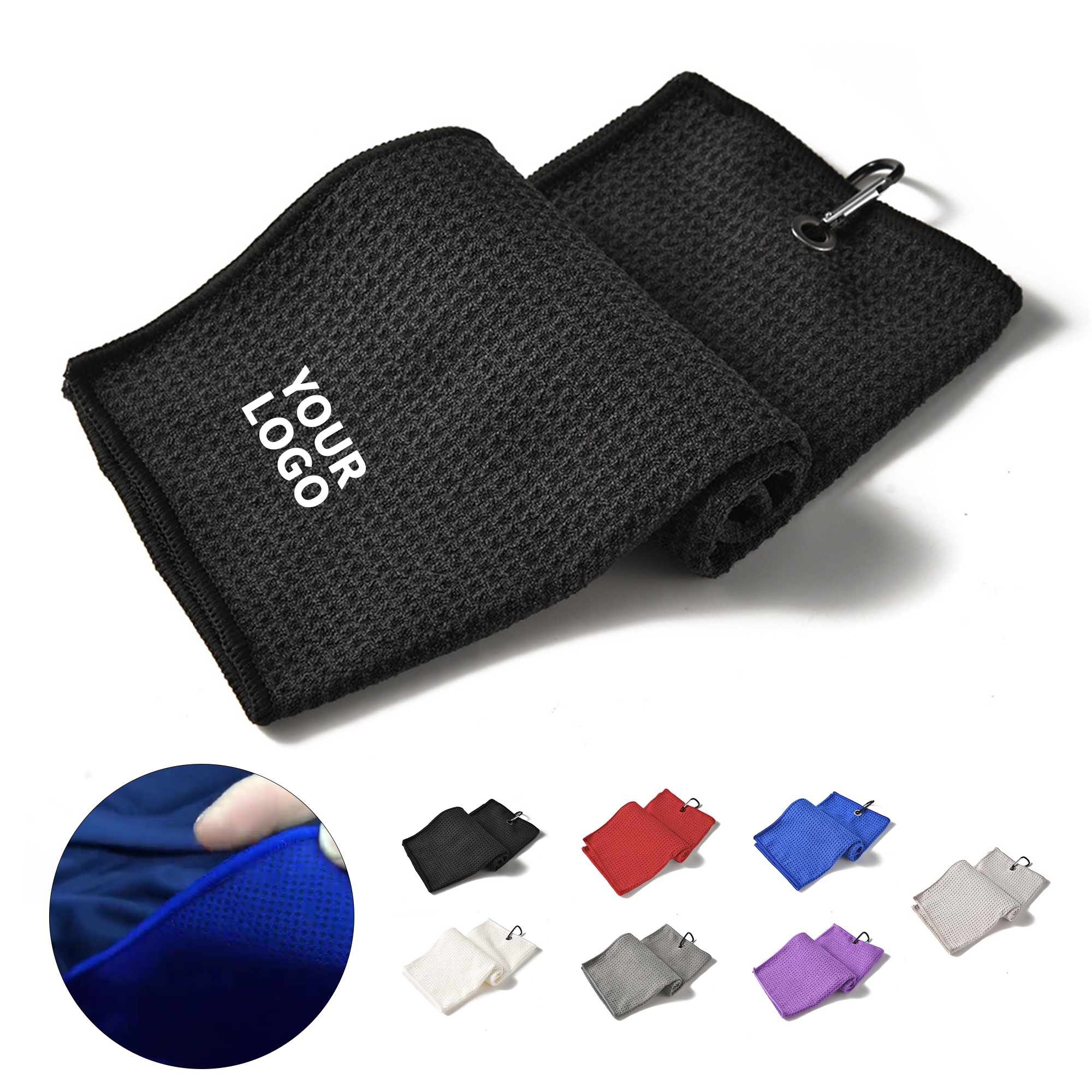 Premium Microfiber Sports Towel With Carabiner Clip Attachment 1