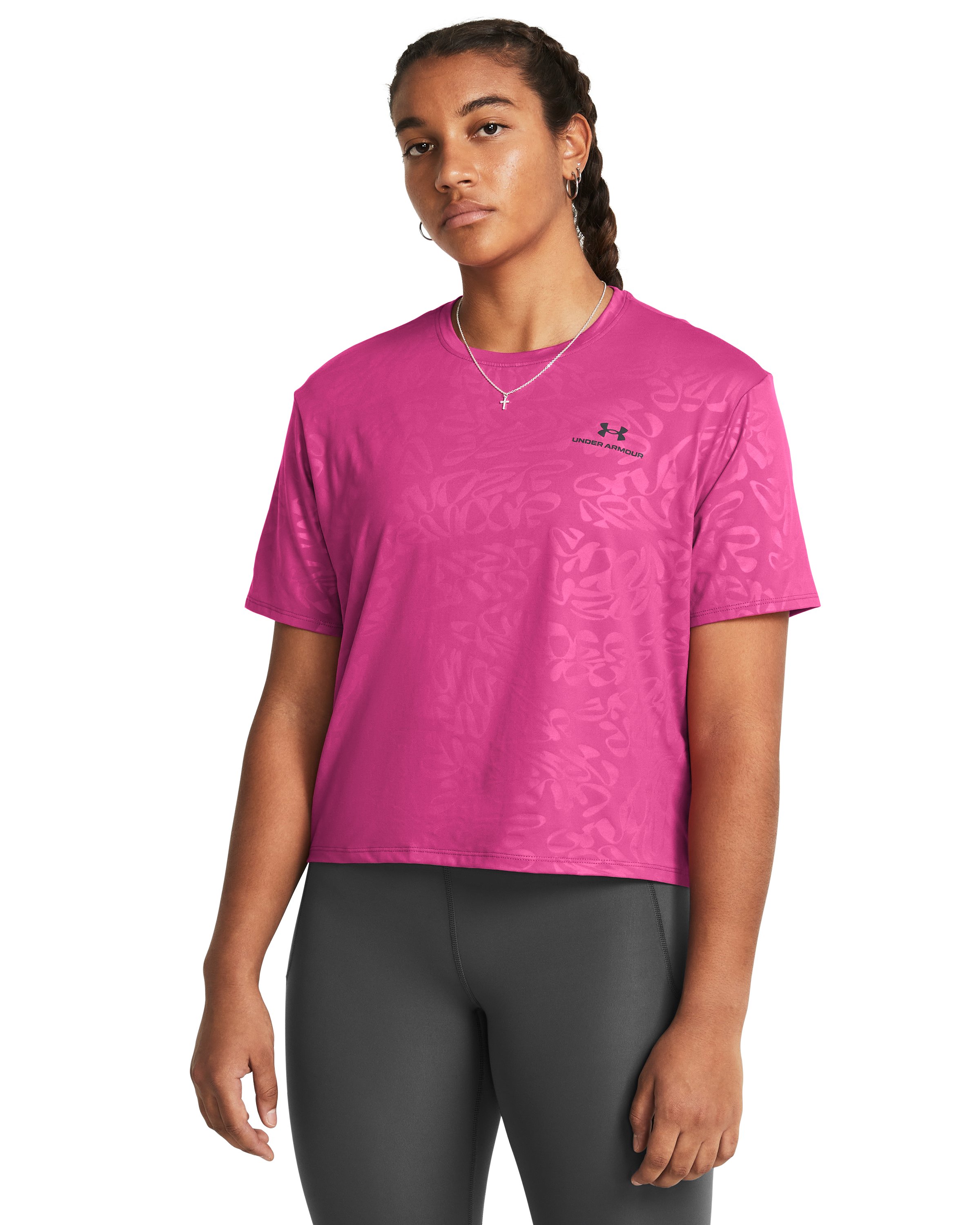UA Vanish Energy Emboss Women's Crop Short Sleeve 3