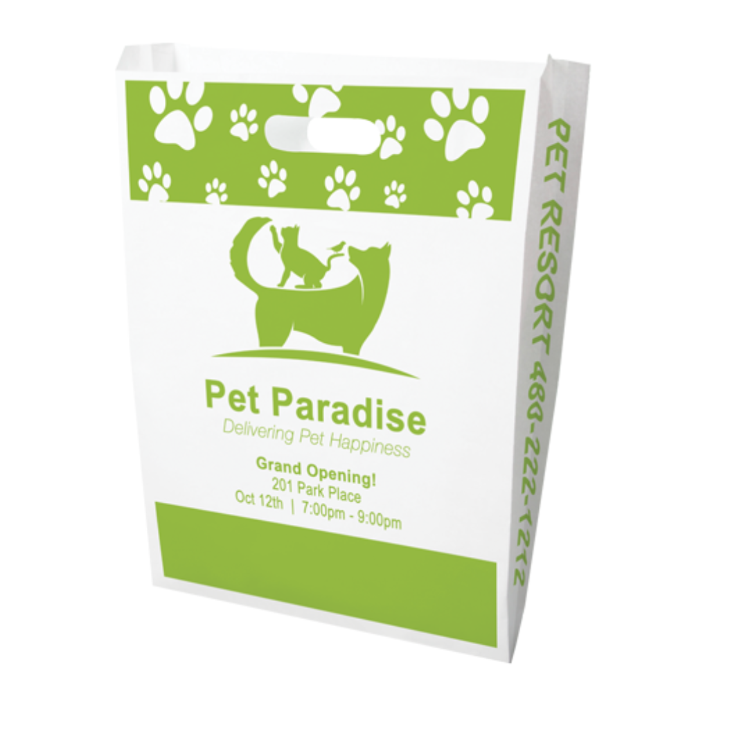 One Color 2-Sided Paper Merchant Bag (12" x 15" x 2.5")