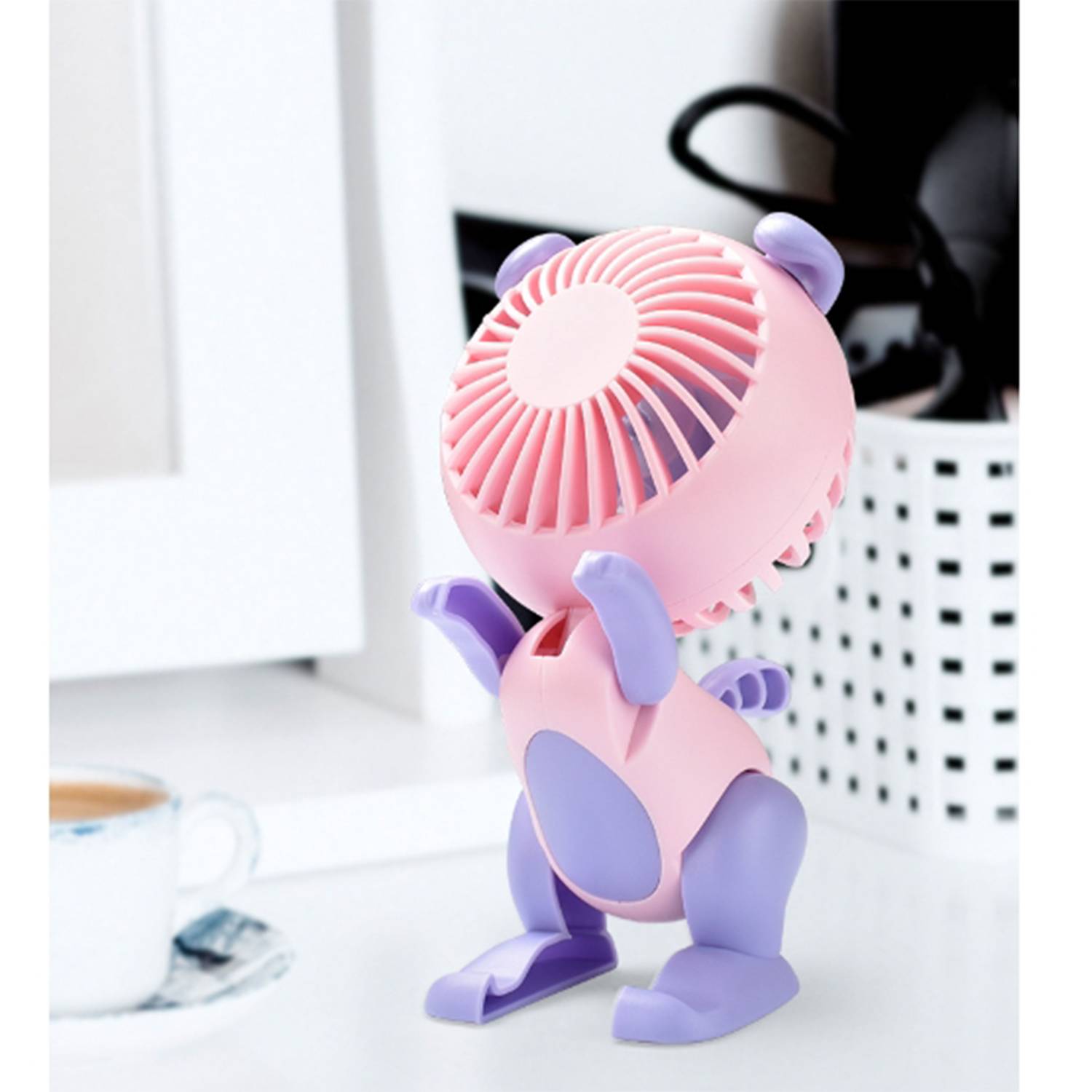 Cartoon Puppy Handheld USB Charging Fan 5