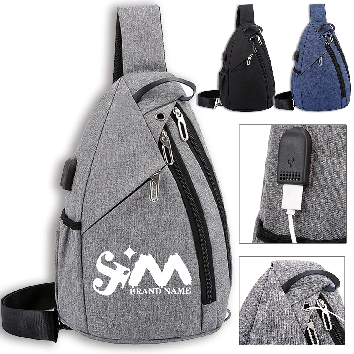 Lightweight Travel Sling Bag Crossbody With USB Charging 2