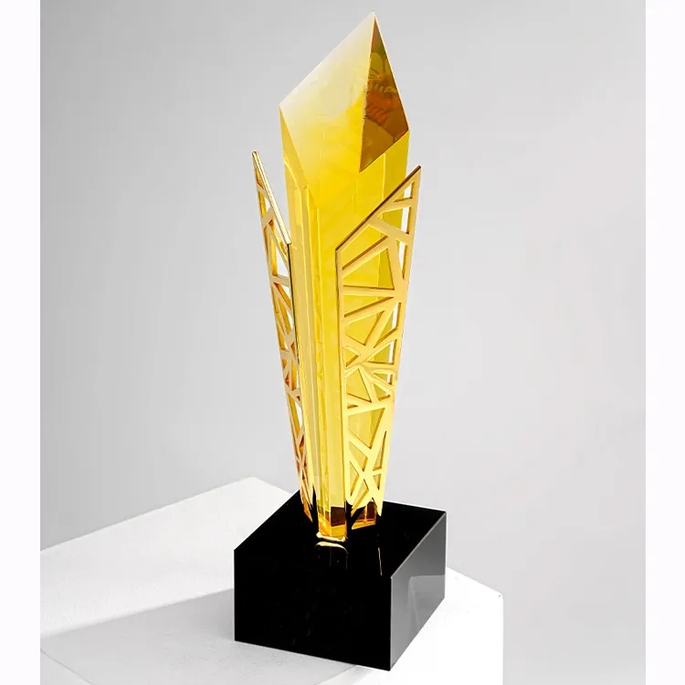 Luxury Metal Gold Diamond Crystal Awards 5