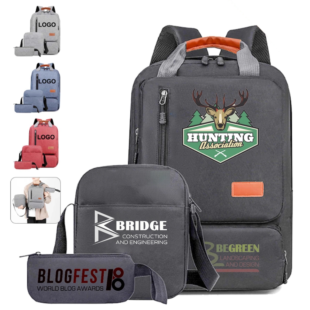 Large Capacity Portability Business Laptop Backpack Set 3