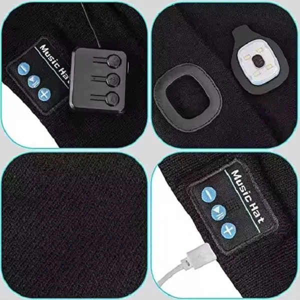 Wireless Musical Knitted Cap With Headlight 5