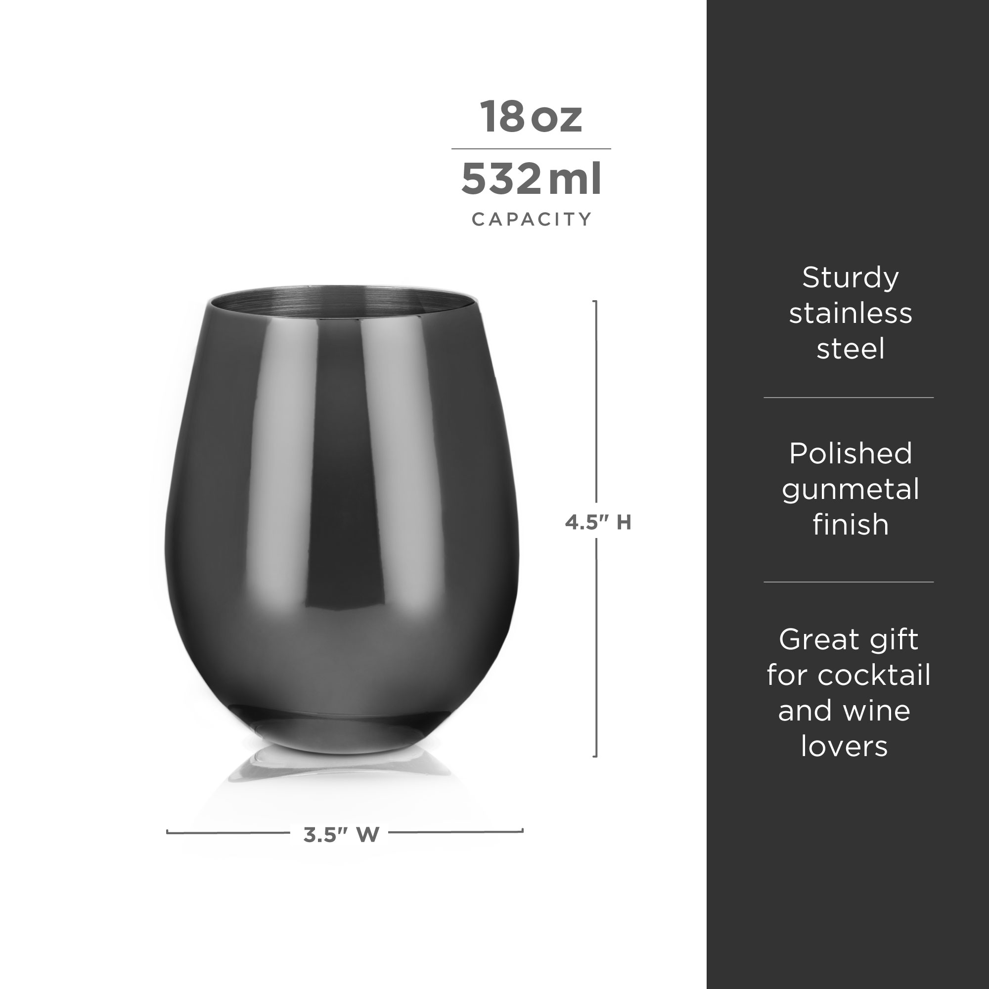 Viski® Stemless Metal Wine Tumbler, set of 2 1