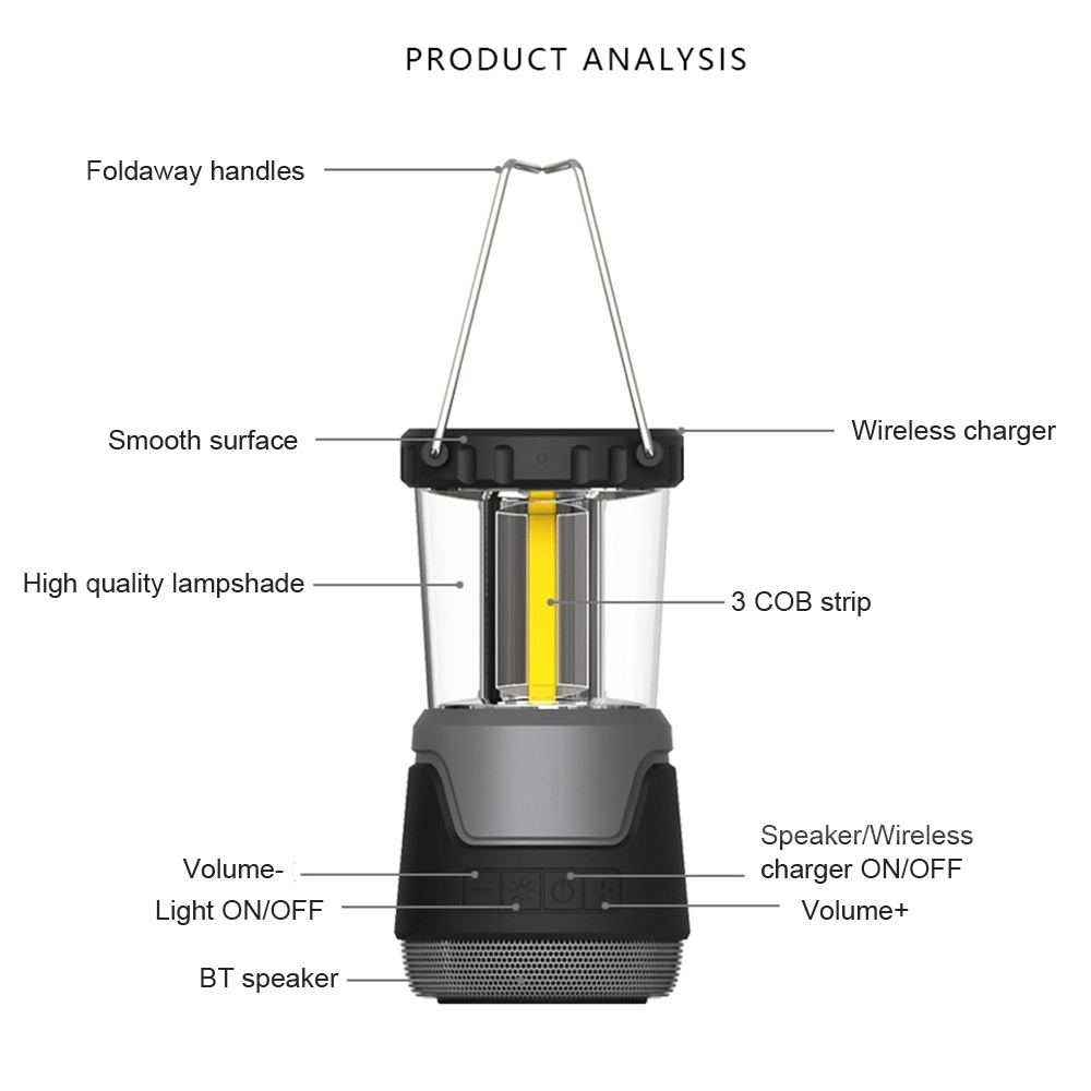Lantern With Wireless Charger Bluetooh Speaker 2