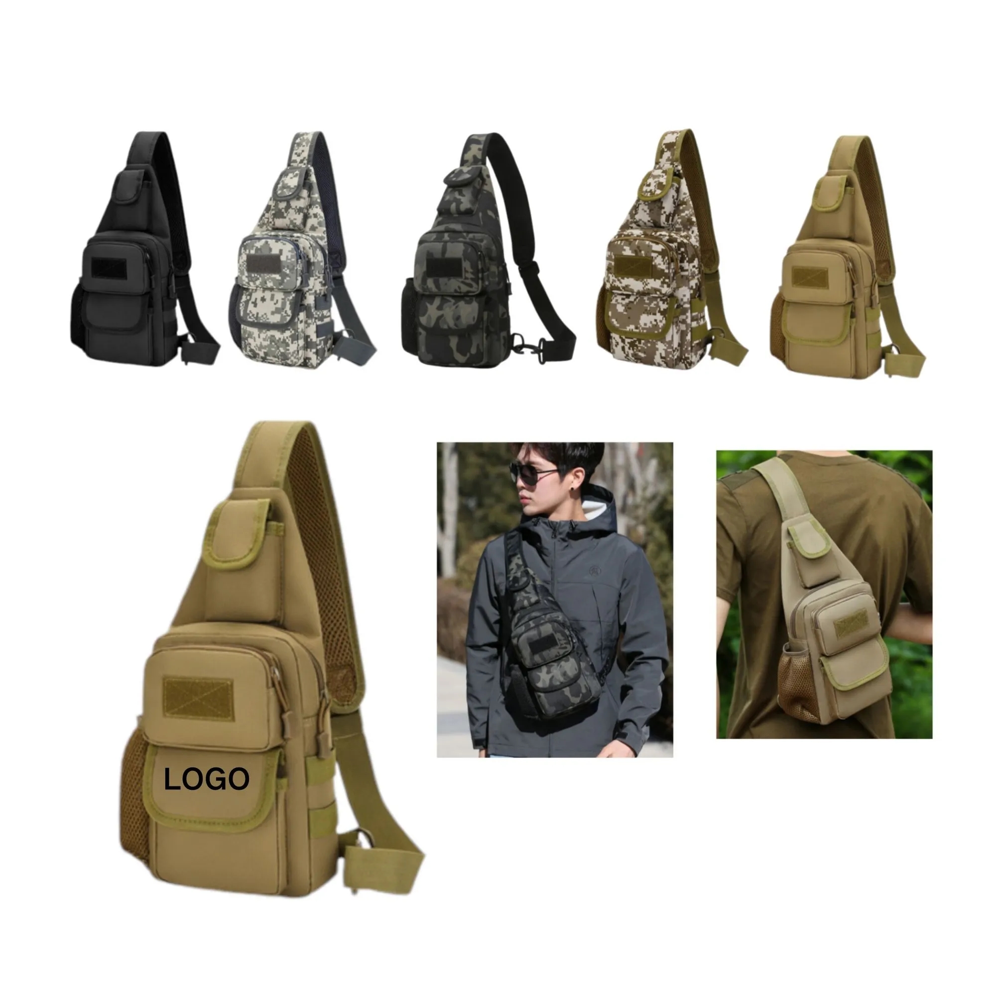 14.9" x 1.9" x 7.1" Outdoor Camouflage Tactical Chest Bag 7