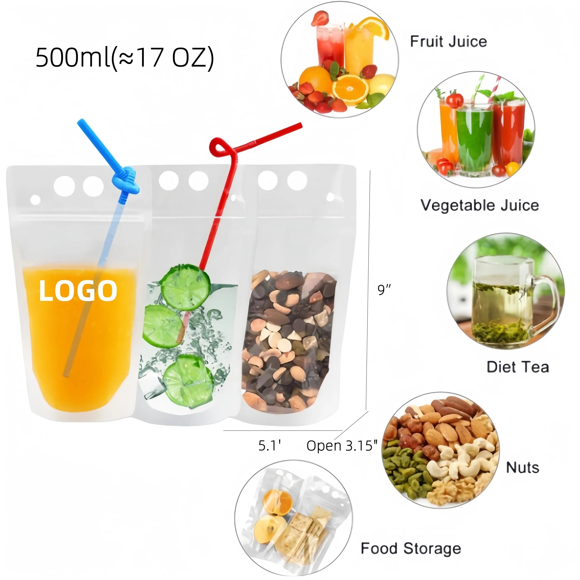 Clear Drink Pouches with Straws 5