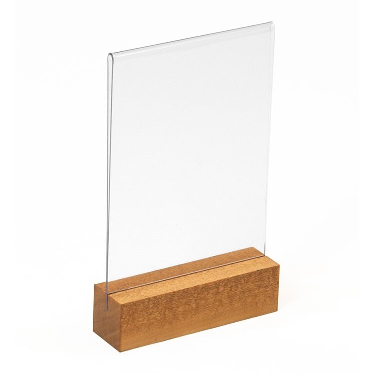 Acrylic Table Tent with Wood Base 4w x 6h