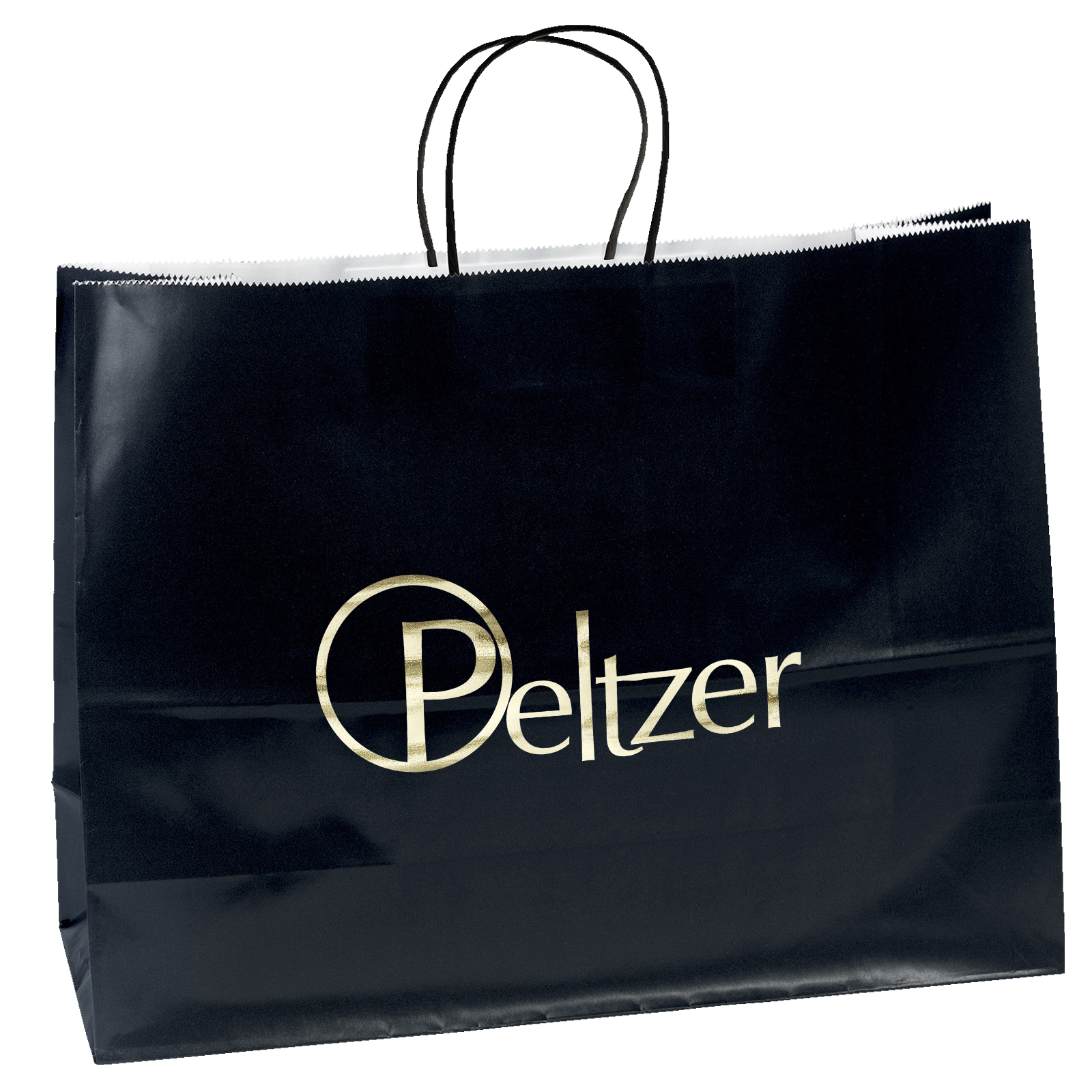 Aubrie™ - Gloss Shopper - Black Bag - Foil Print