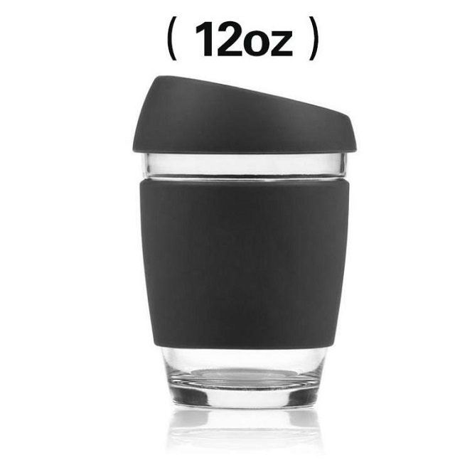 Glass Coffee Mug with Silicone Sleeve & Lid 12 oz 4