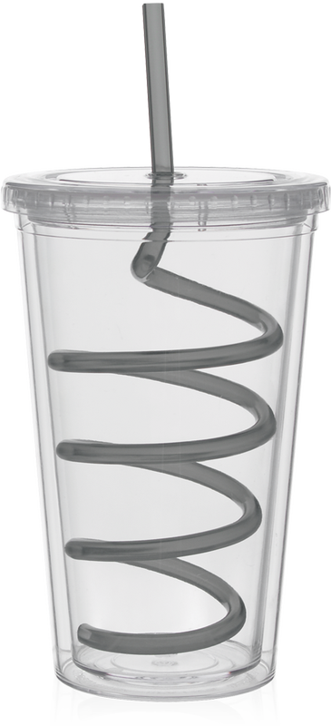 Carnival Cups-Color Curly Straw, Clear Lid 4