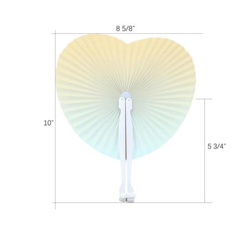 Heart Plastic Handle Paper Folding Fan 7