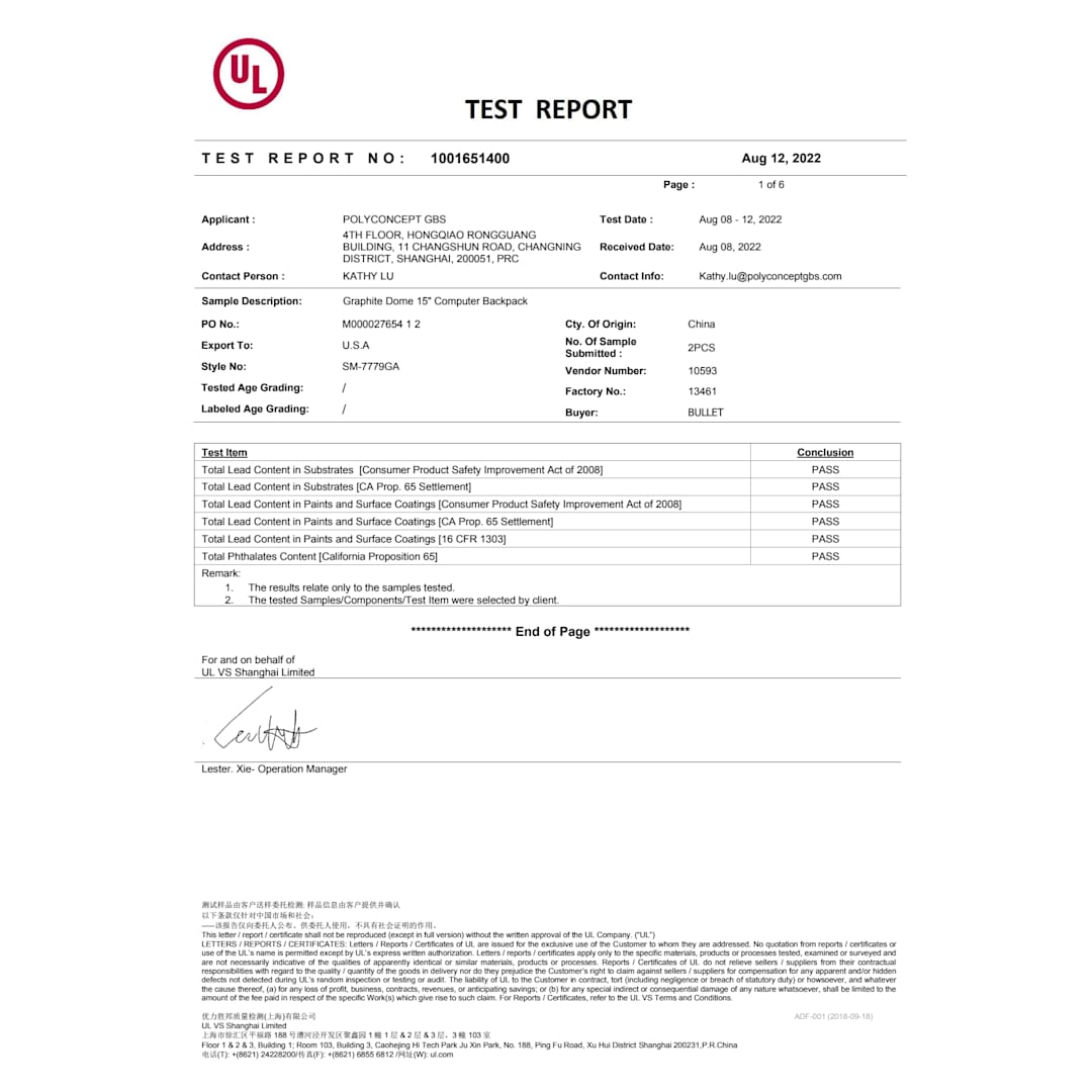 Graphite Dome 15" Computer Backpack 66