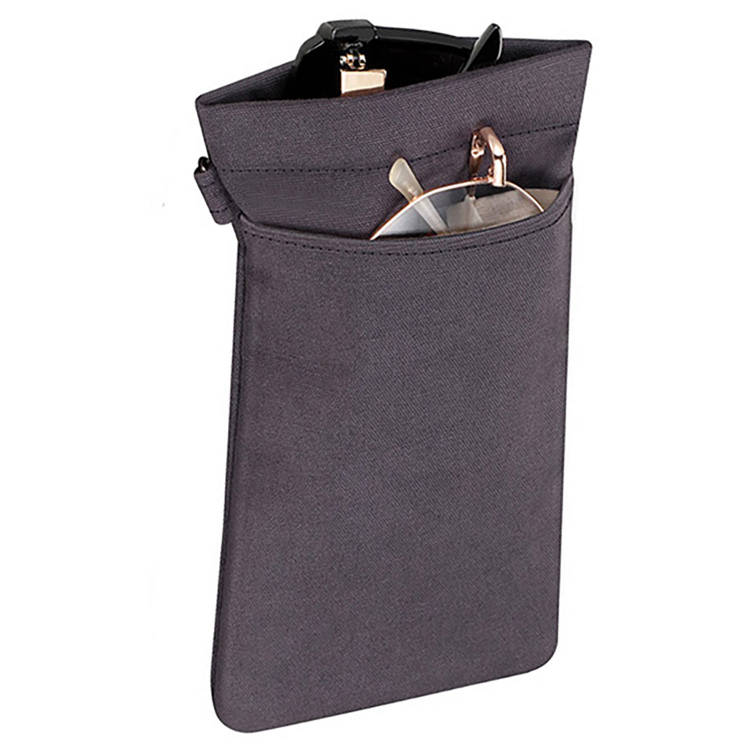 PU Leather Two Pocket Eyeglass Pouch w/ Carrying Strap 9