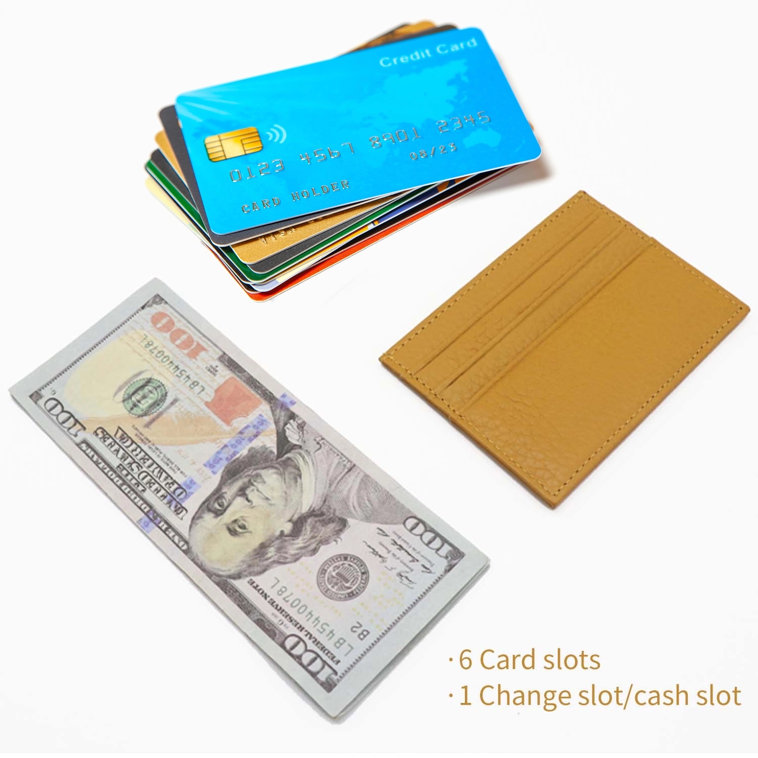 Genuine Leather Slim Card Case Wallet 10