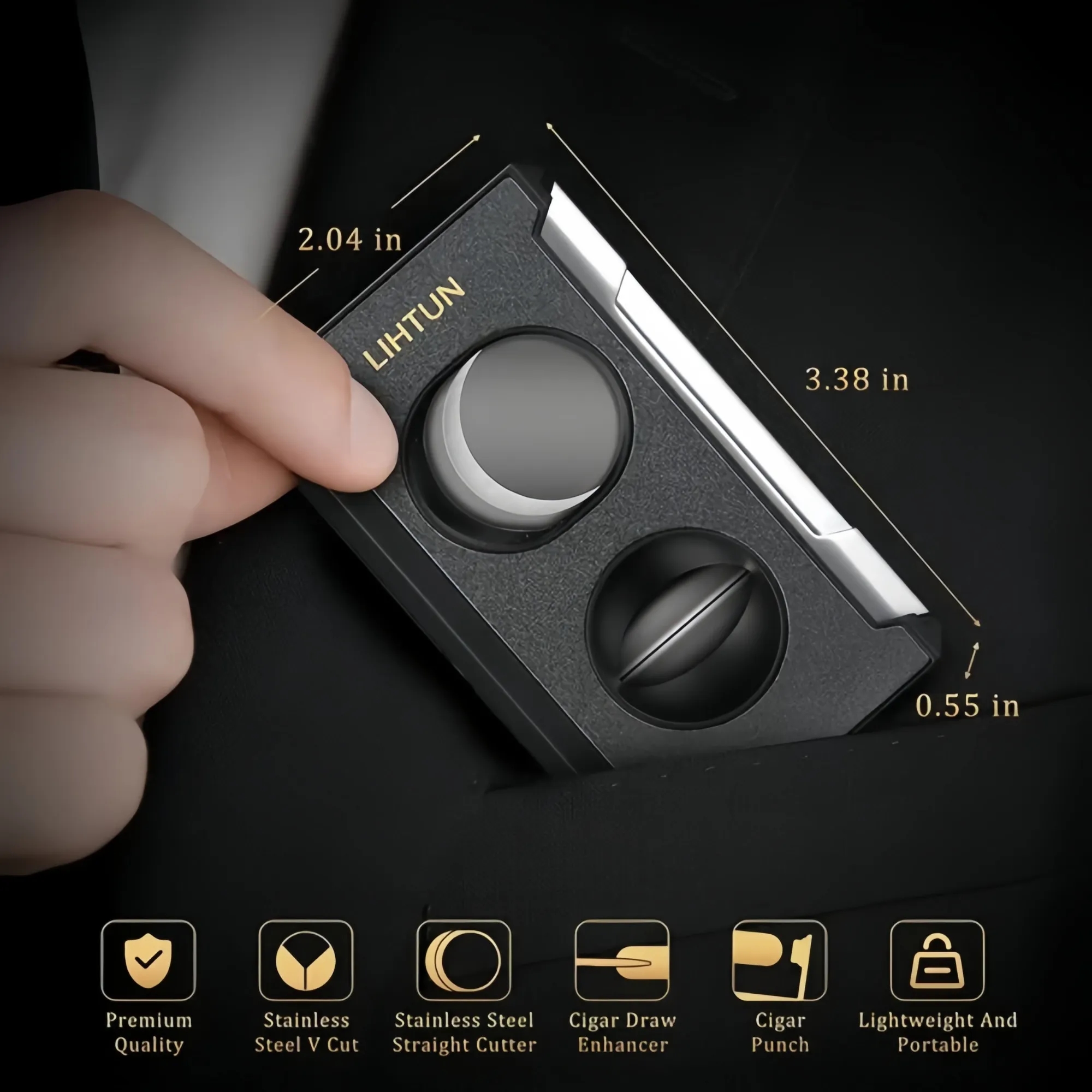 Cigar Cutter Guillotine 4 in 1 3