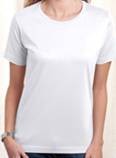Embroidered LAT Ladies Scoop Neck White T-shirt 2