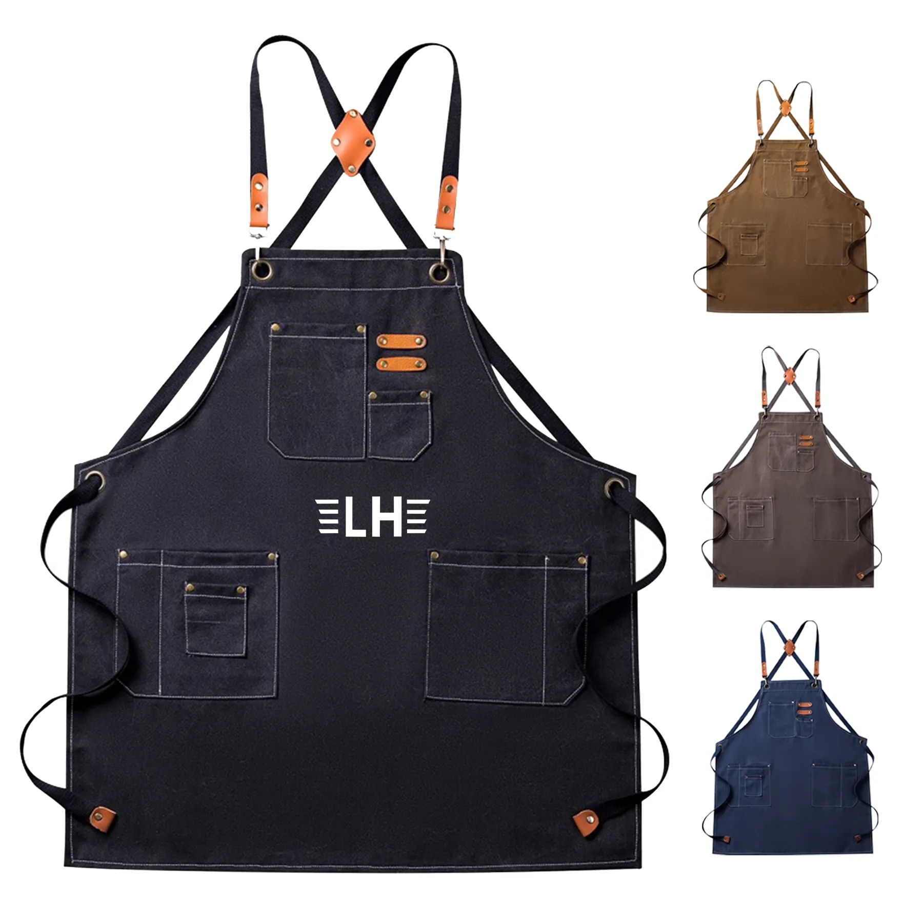 Adjustable Denim Bib Work Apron With Pocket 2