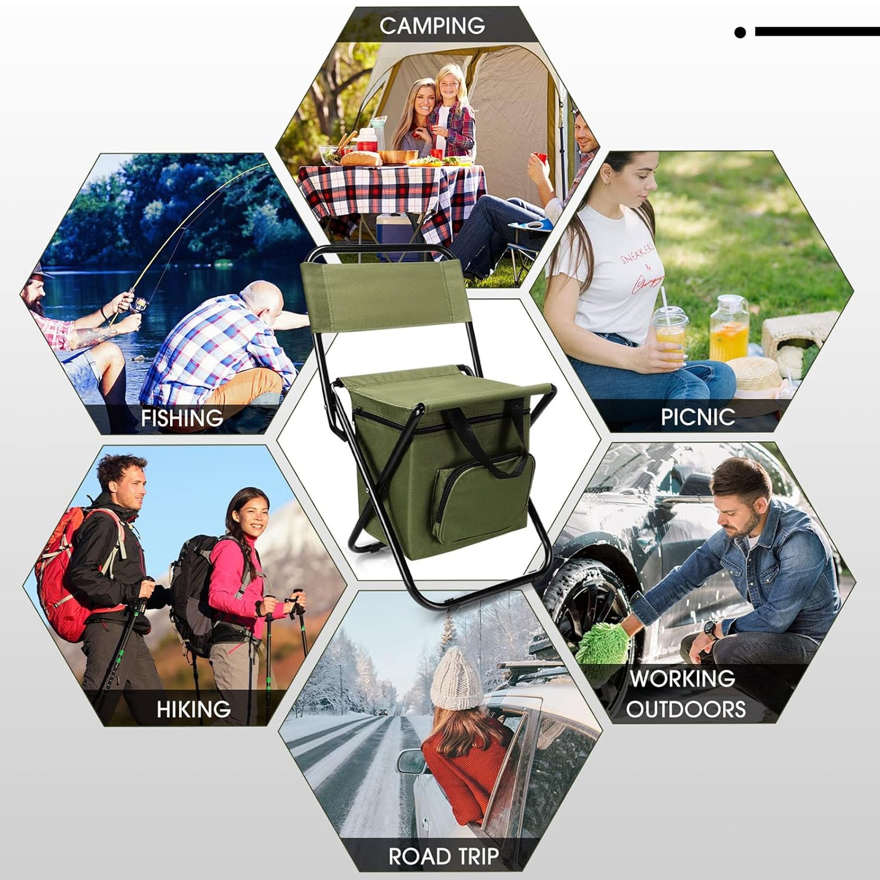 Portable Foldable Camping Chair With Cooler Bag 3